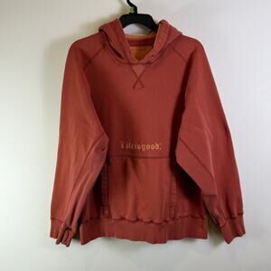 Life is Good Hoodie Men's Size Medium Orange Hooded Sweatshirt Kangaroo Pocket